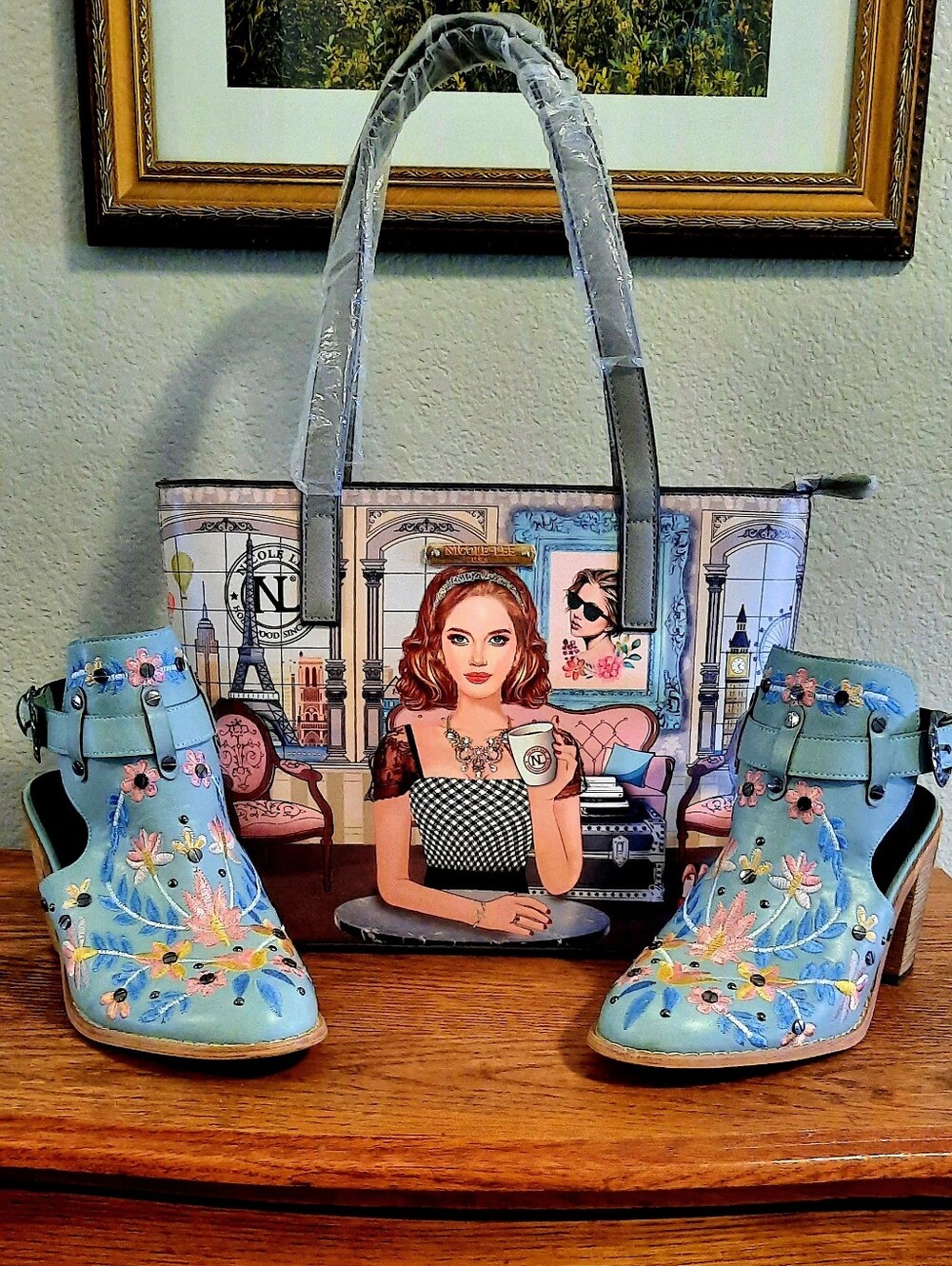 NWT NICOLE LEE VINTAGE SMALL TOTE AND MATCHING SHOES SZ 9